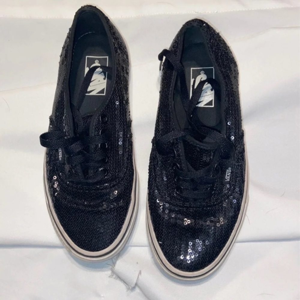 VANS Black Sequin Black Sneakers SZ 8
